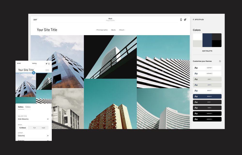 Beispiel einer Architekturfotografie-Website mit dem Website-Stil-Editor von Squarespace